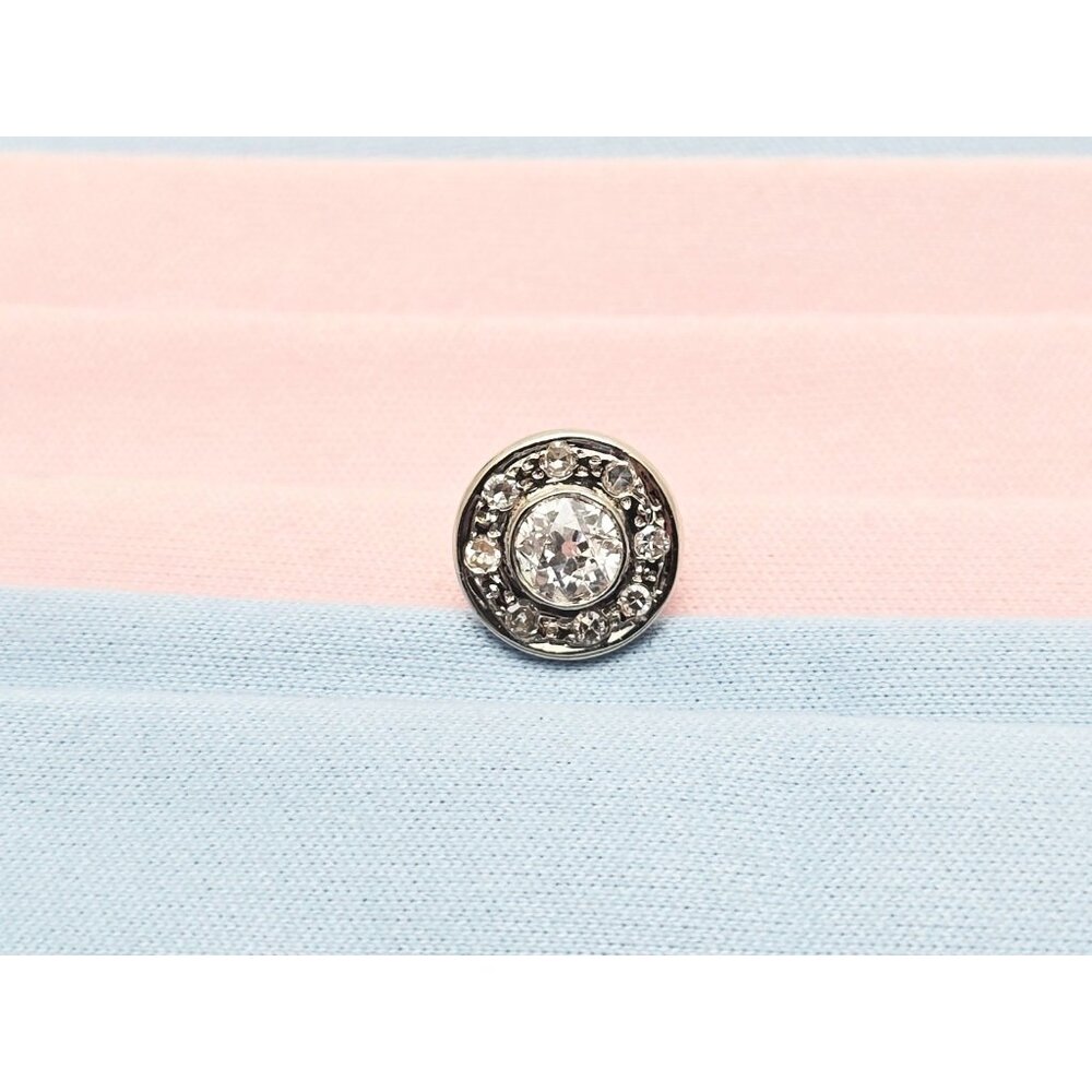 Beautiful 14K Karat Solid White Gold Designer Round Diamond Tie Tack Label Pin